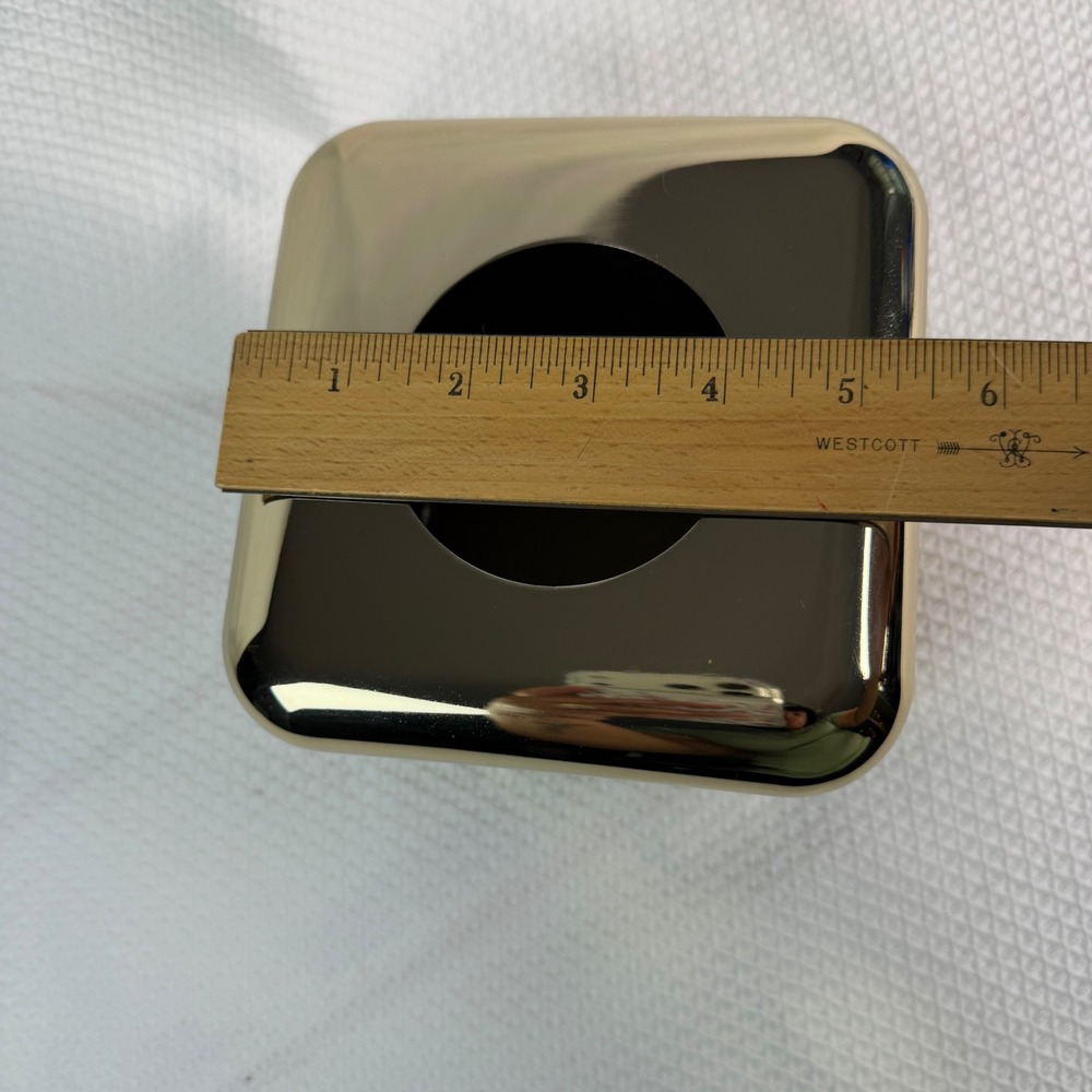 Modern Two Tone Gold Metal Square Tissue Box Cover Polished Brushed Cube - Picture 3 of 6